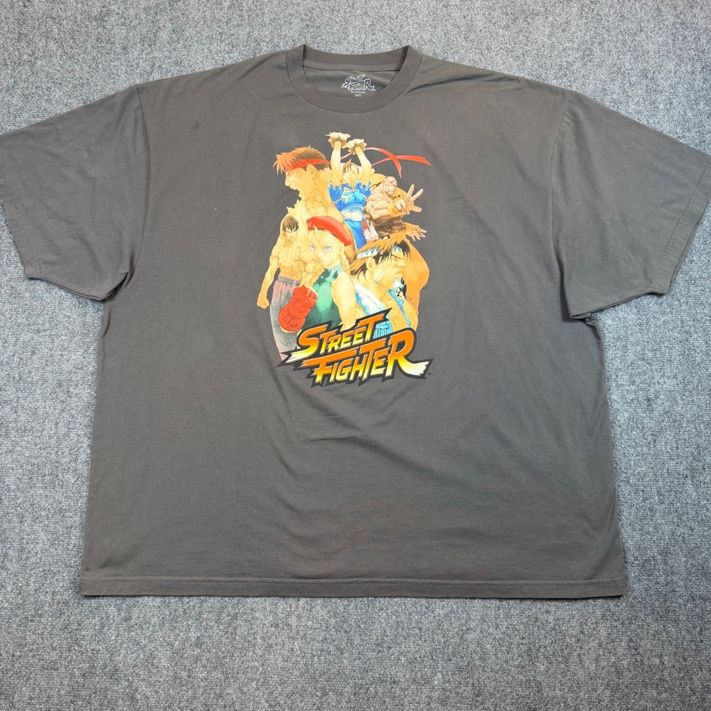 Street Fighter Capcom Graphic T-Shirt Charcoal Gray 5XLB Ryu Chun-Li Cammy